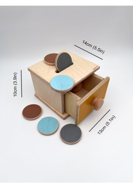 montessori Top ve Para Kutusu (2in1), 1 Yaş Için Bebek Ahşap Oyuncakları, Ilk Öğrenme Oyuncakları1 Adet