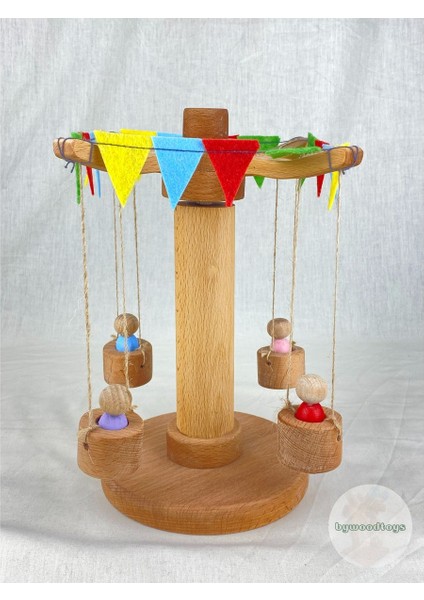 Luxurybywoodtoys Dönen Salıncak Doğal Ahşap Oyuncak1 Adet