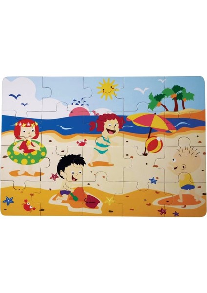 yaz Ahşap Yer Puzzle Ahşap Oyuncak1 Adet