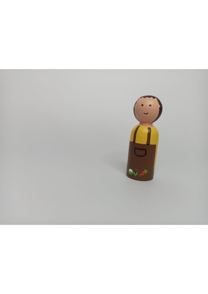 ahşap Bebekler Meslekler Pegbebekleri Erkek Çiftçi Pegdoll1 Adet