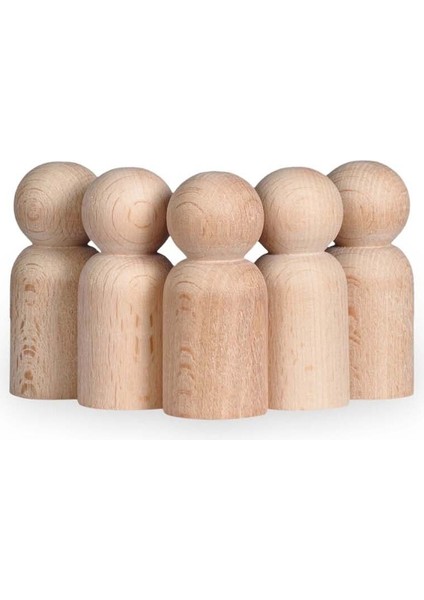 Toys Ahşap El Yapımı Peg Bebek 6'lı Boyama Seti Fırça Boya Dahil -Peg8-7,5cm1 Adet