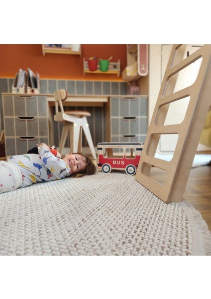 toy Bus Oyuncak Otobüs 32CM x 19CM x 21CM Ahşap Oyuncak Sarı-Kahverengi-Mavi-Kırmızı1 Adet