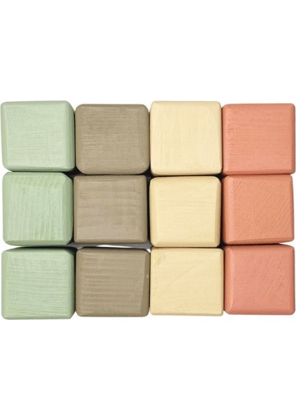 ahşap Küpler Eğitici Açık Uçlu Oyuncak - 4 cm - Gürgen - 12'li Set - Bebek Çocuk Ahşap Oyuncak1 Adet