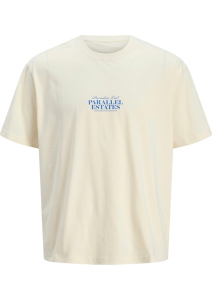 Jack Jones Jorparallel Tee Ss Crew Neck Tg Erkek Bej Tshirt 12275399-06