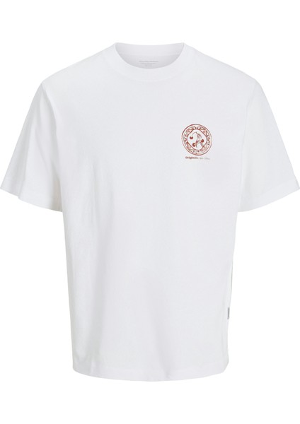 Jack Jones Jorparos Chest Tee Ss Crew Neck Erkek Beyaz Tshirt 12273169-01