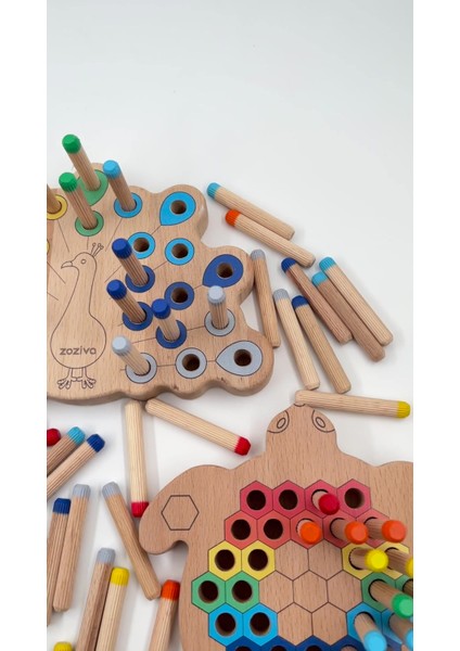 montessori Eğitici Ahşap Oyuncak – Tak Çıkar Renkli Ahşap Bebek Kirpi Oyuncak1 Adet