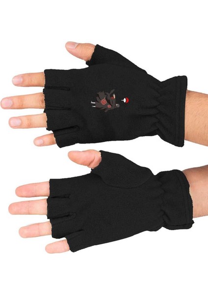 Siyah Itachi Uchiha Polar Kesik Eldiven, şık ve rahat kullanım sağlar.