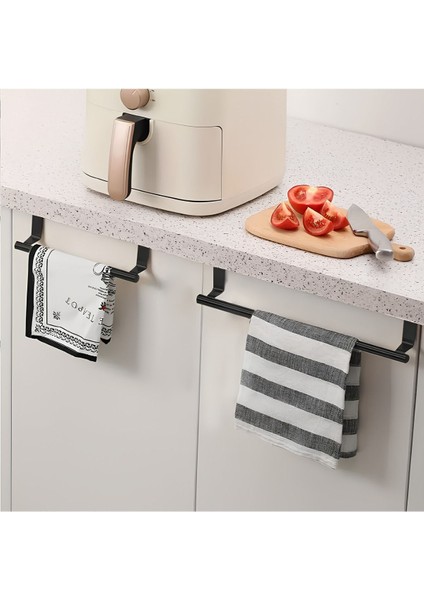 Şık Metal Siyah Mutfak Havlu Askısı, Çekmece Üstü ve Kapak Üstü Tasarım