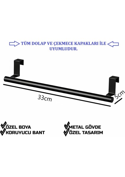Şık Metal Siyah Mutfak Havlu Askısı, Çekmece Üstü ve Kapak Üstü Tasarım fiyatları