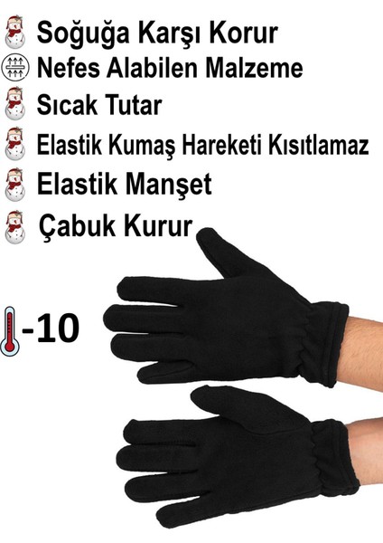 Siyah Uzun Polar Eldiven, Şık ve Rahat Kış Aksesuarı fiyatları