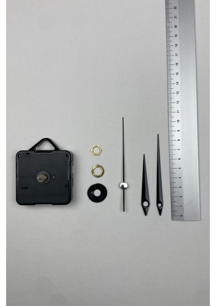 Saat Mekanizması, Akar Sessiz Duvar Saati Mekanizması, 14 mm Şaft, Akrep-Yelkovan-Saniye-(Askılı)
