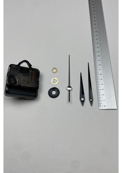 Saat Mekanizması, Akar Sessiz Duvar Saati Mekanizması, 14 mm Şaft, Akrep-Yelkovan-Saniye-(Askılı)