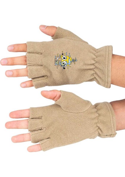 Bej Polar Kesik Eldiven, şık ve kullanışlı kış aksesuarı, pamuklu ve rahat kullanım