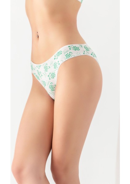Pamuklu Desenli, 3'lü Slip Külot Yeşil (MGP2961)