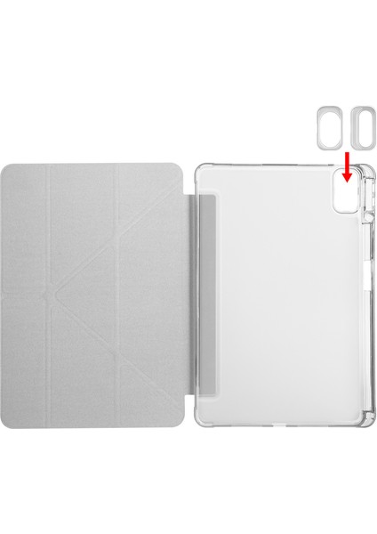 Huawei Matepad Se 11 Kılıf Yatay ve Dikey Standlı Uyku Modlu Kalemlikli Trifold Arkası Soft Silikon Smart Kılıf