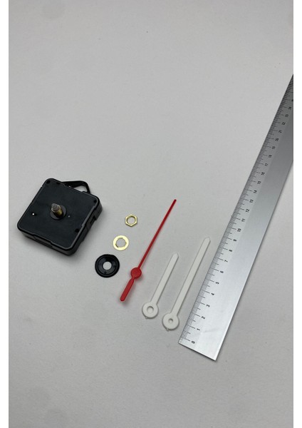 Saat Mekanizması, Akar Sessiz Duvar Saati Mekanizması, 14 mm Şaft, Akrep-Yelkovan-Saniye-(Askılı)