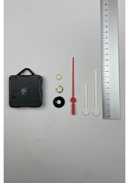 Saat Mekanizması, Akar Sessiz Duvar Saati Mekanizması, 14 mm Şaft, Akrep-Yelkovan-Saniye-(Askılı)