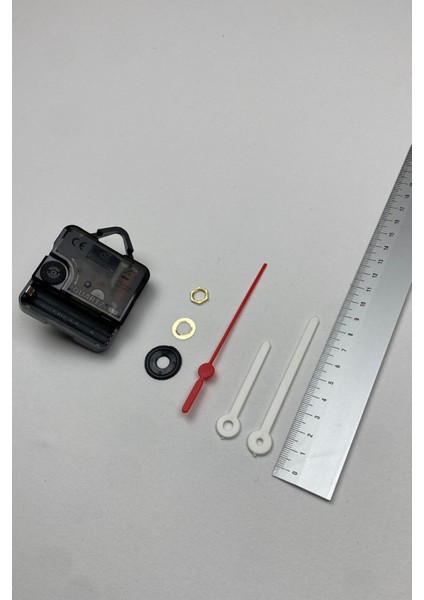 Saat Mekanizması, Akar Sessiz Duvar Saati Mekanizması, 14 mm Şaft, Akrep-Yelkovan-Saniye-(Askılı)