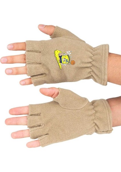 Sünger Bob Baskılı Kışlık Kesik Polar Eldiven BLL3511