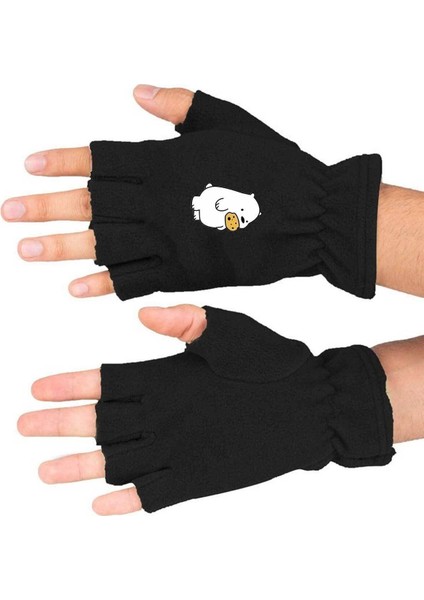 Ayıcık Baskılı Kışlık Kesik Polar Eldiven BLL3495