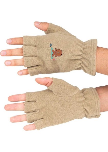 Ayıcık Baskılı Kışlık Kesik Polar Eldiven BLL3689