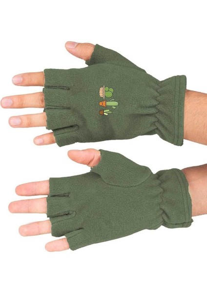 Kaktüs Baskılı Kışlık Kesik Polar Eldiven BLL3691
