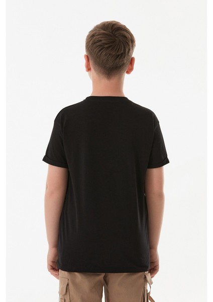 %100 Pamuk Yazı Baskılı Bisiklet Yaka Erkek Çocuk Tişört fırsatları