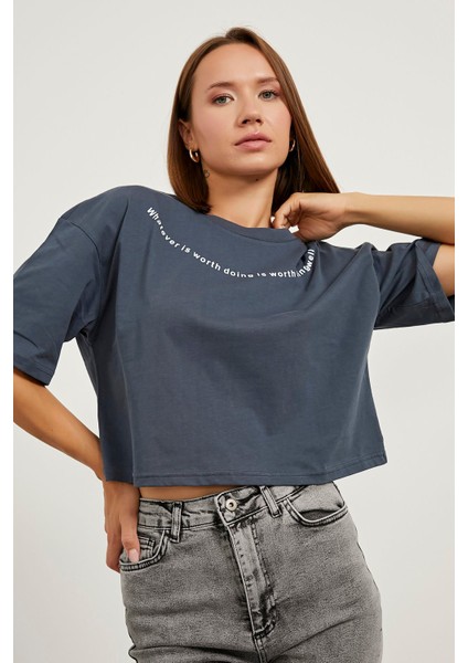 Baskılı Crop T-Shirt