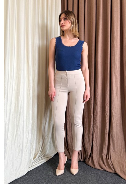 Kadın Crep Havuç Paça Pantolon 3857