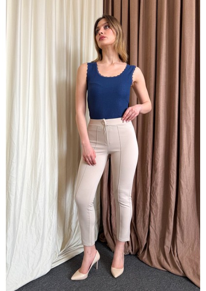Kadın Crep Havuç Paça Pantolon 3857