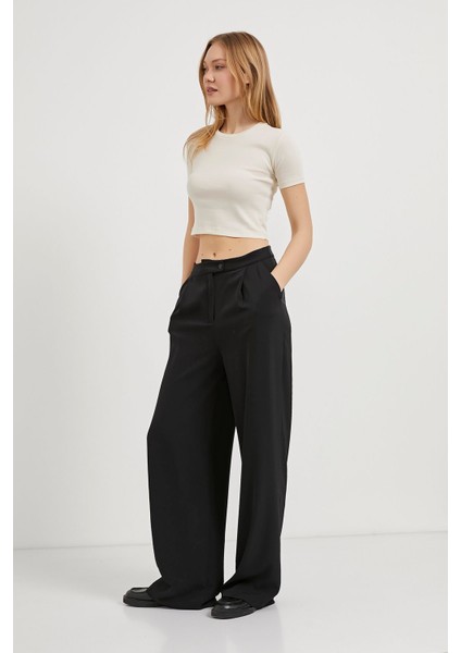 Bisiklet Yaka Kısa Kol Crop T-Shirt fiyatları