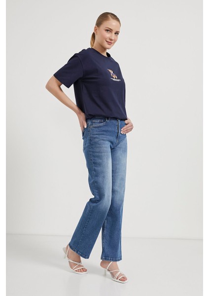 Armalıfe 6201 Ayıcık Nakışlı Bisiklet Yaka Rahat Kalıp Kadın T-Shırt modelleri