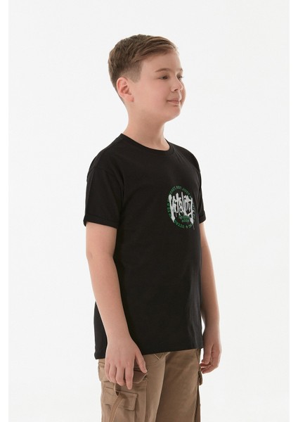 %100 Pamuk Yazı Baskılı Bisiklet Yaka Erkek Çocuk Tişört indirimleri