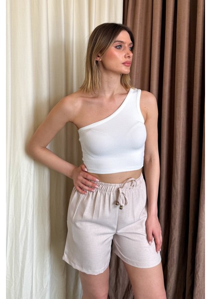 Kadın Tek Omuz Askılı Crop Bluz 6170 indirimleri