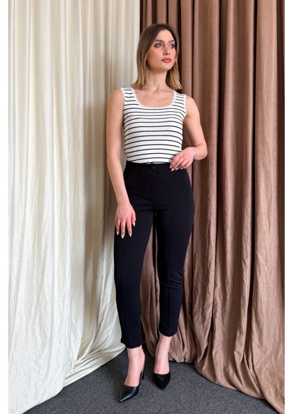 Kadın Crep Havuç Paça Pantolon 3857