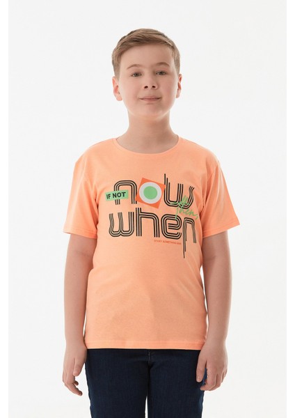 Slogan Baskılı Bisiklet Yaka Erkek Çocuk Tişört fiyatları