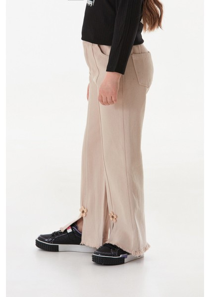 Çiçek Nakışlı Paçası Püsküllü Kız Çocuk Pantolon fiyatları