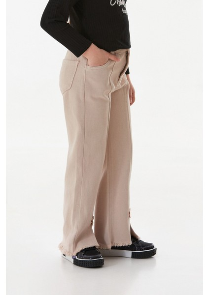 Çiçek Nakışlı Paçası Püsküllü Kız Çocuk Pantolon modelleri