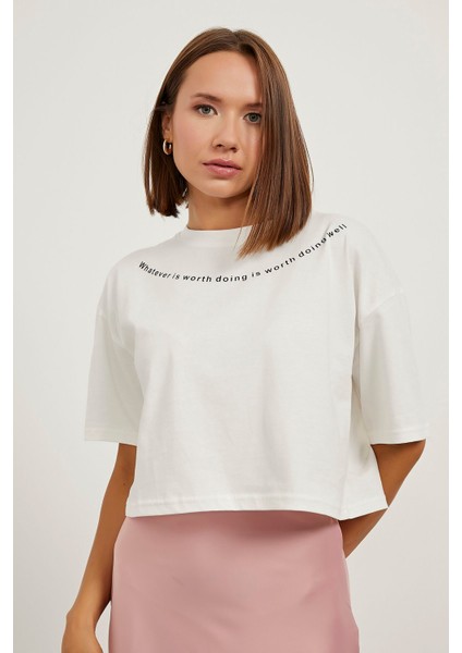 Baskılı Crop T-Shirt