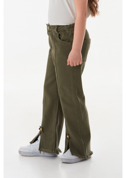 Çiçek Nakışlı Paçası Püsküllü Kız Çocuk Pantolon fiyatları