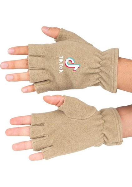Tiktok Baskılı Kışlık Kesik Polar Eldiven BLL3786