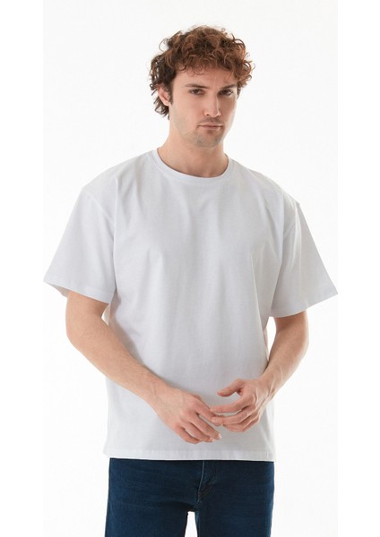 Basic Bisiklet Yaka Oversize Tişört