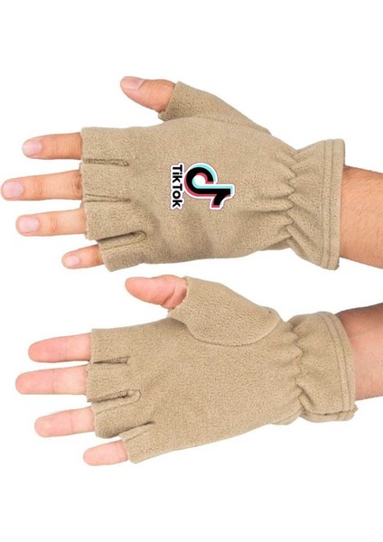 Tiktok Baskılı Kışlık Kesik Polar Eldiven BLL3787