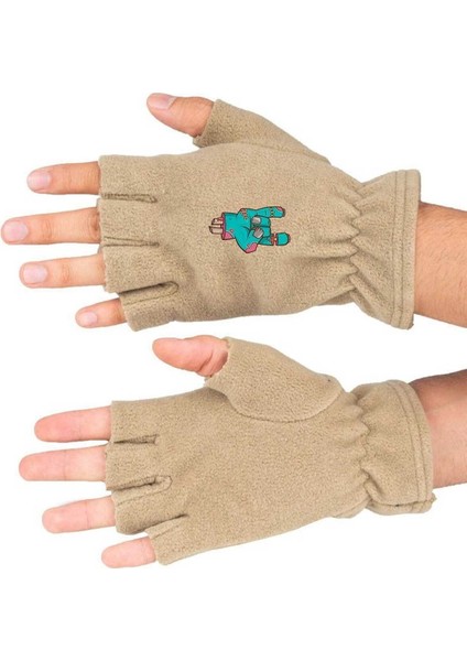 Rock Baskılı Kışlık Kesik Polar Eldiven BLL3485