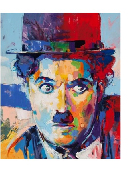 Kanvas Renkli Charlie Chaplin Sayılarla Boyama Seti Rulo