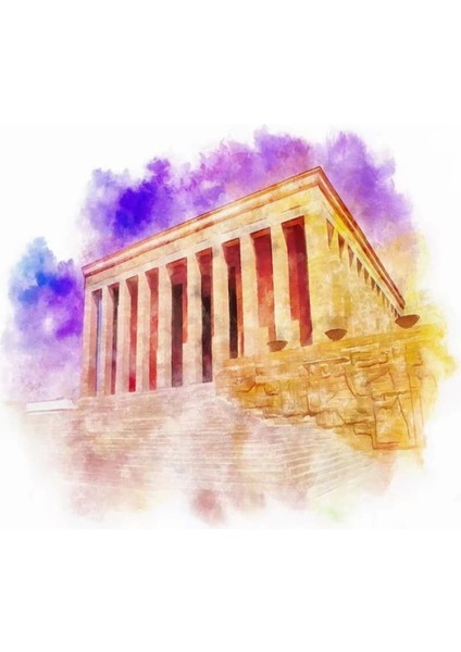 Kanvas Renkli Anıtkabir Sayılarla Boyama Seti Rulo
