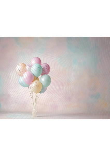 Renkli Balonlarla Pastel Arka Plan 200X150CM, Stüdyo Fonu