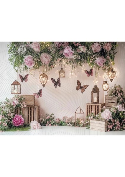 Çiçeklerle Bezenmiş Romantik Arka Plan, 200X150CM, Stüdyo Fonu