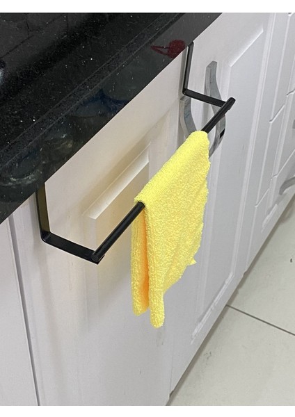 Bez Havluluk Çelik Dolap Kapağı Havlu Askılığı 30 cm Siyah