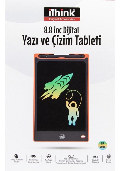 8.8 Inc Renkli Dijital Yazı ve Çizim Tableti Turuncu Dt-80